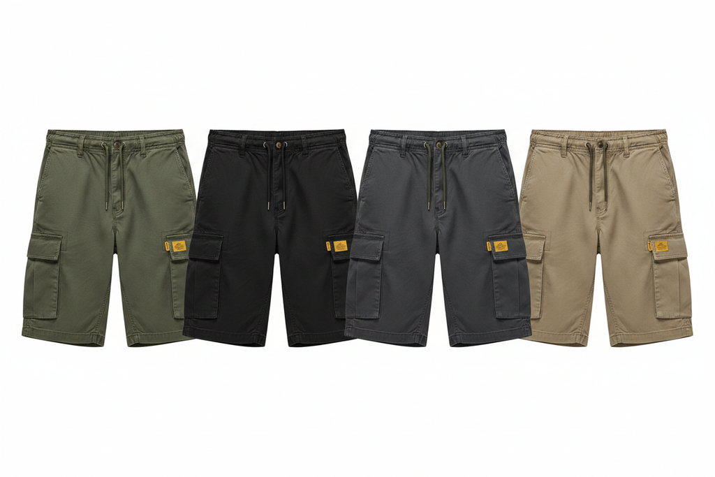 4 Color Cargo Shorts Flat Lay
