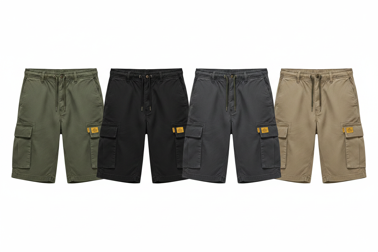 4 Color Cargo Shorts Flat Lay