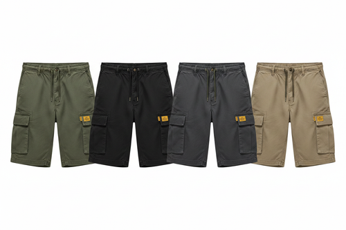 4 Color Cargo Shorts Flat Lay